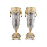 PAIR OF 19TH-CENTURY CRYSTAL AND GILT METAL VASES