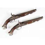 PAIR OF FRENCH FLINTLOCK HOLSTER PISTOLS