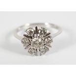 18 CT. WHITE GOLD ANTIQUE DIAMOND CLUSTER RING