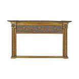 REGENCY PERIOD GILT FRAMED OVER MANTLE MIRROR