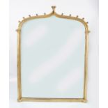 LARGE GOTHIC GILT WOOD OVER MANTLE MIRROR