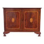 GEORGIAN MAHOGANY AND SATINWOOD DRINKS CABINET