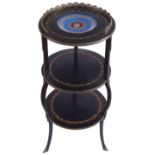 19TH-CENTURY EBONY AND INLAID THREE TIER ÉTAGÈRE