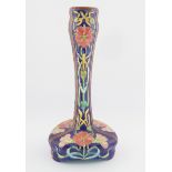 ART NOUVEAU POLYCHROME TULIP STEMMED VASE