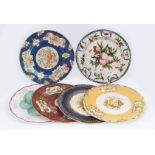 GROUP OF SIX FLORAL DECORATED TIN PLATES