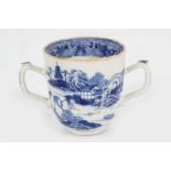 18TH-CENTURY CHINESE BLUE AND WHITE 2-HANDLED CUP