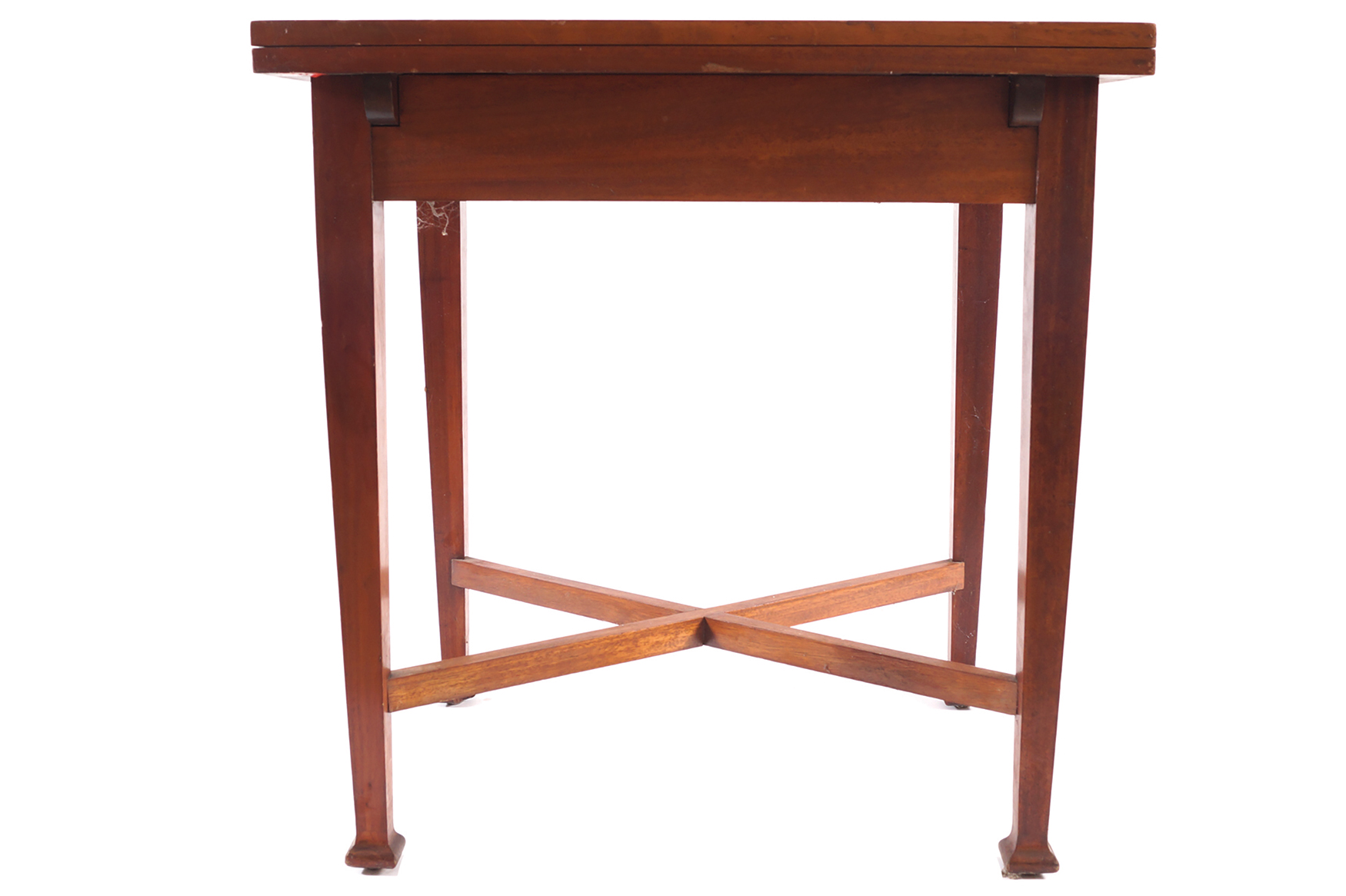 EDWARDIAN PERIOD MAHOGANY AND BOXWOOD INLAID DRAW LEAF DINING TABLE - Image 2 of 4