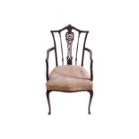 EDWARDIAN HEPPLEWHITE MAHOGANY ELBOW CHAIR