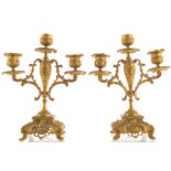 PAIR OF GILT METAL CANDELABRAS