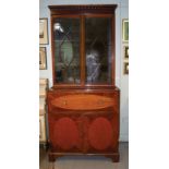 GEORGE III MAHOGANY AND SATINWOOD SECRETAIRE BOOKCASE