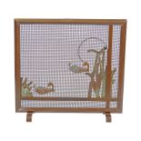 20TH-CENTURY DESIGNER BRASS FRAMED FIRE SCREEN