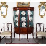 EDWARDIAN MAHOGANY AND MARQUETRY DISPLAY CABINET