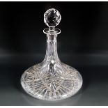 LARGE CRYSTAL CUT GLASS SHIPS DECANTER