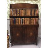 EDWARDIAN MAHOGANY AND INLAID WATERFALL BOOKCASE