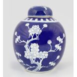 CHINESE BLUE AND WHITE GINGER JAR AND LID