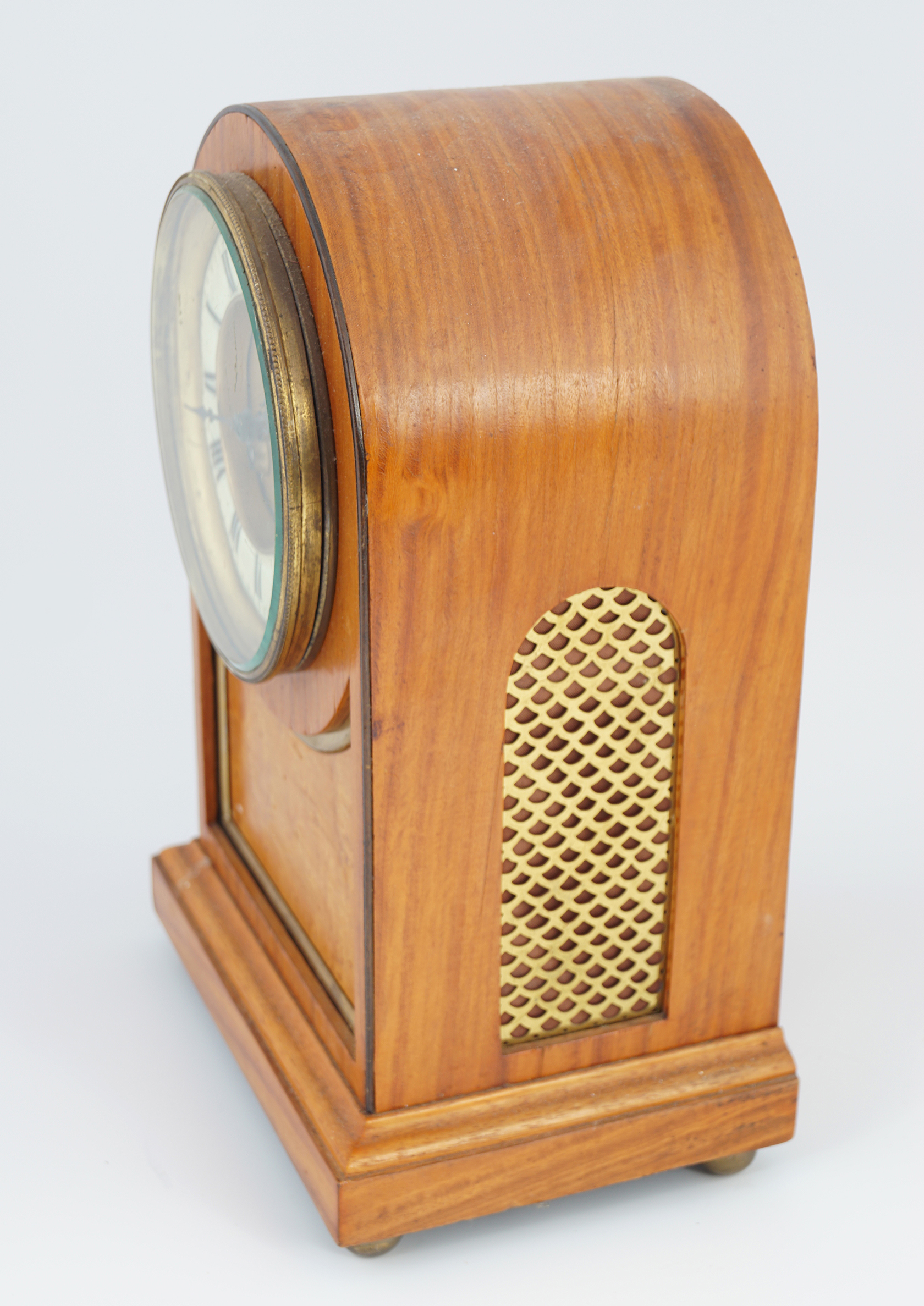 EDWARDIAN SATINWOOD MANTLE CLOCK - Image 2 of 3