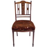 EDWARDIAN ROSEWOOD & MARQUETRY OCCASIONAL CHAIR