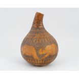 AFRICAN LOW RELIEF CARVED GOURD WATER BOTTLE