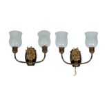 PAIR OF EQUINE THEMED BRASS WALL LIGHTS