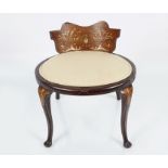 EDWARDIAN MAHOGANY AND MARQUETRY DRESSING STOOL