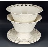 PAIR WEDGEWOOD CREAM WARE RETICULATED BOWLS