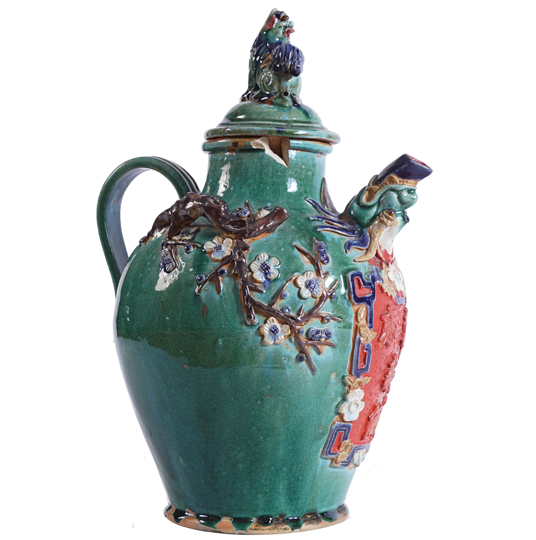 LARGE CHINESE POLYCHROME EWER