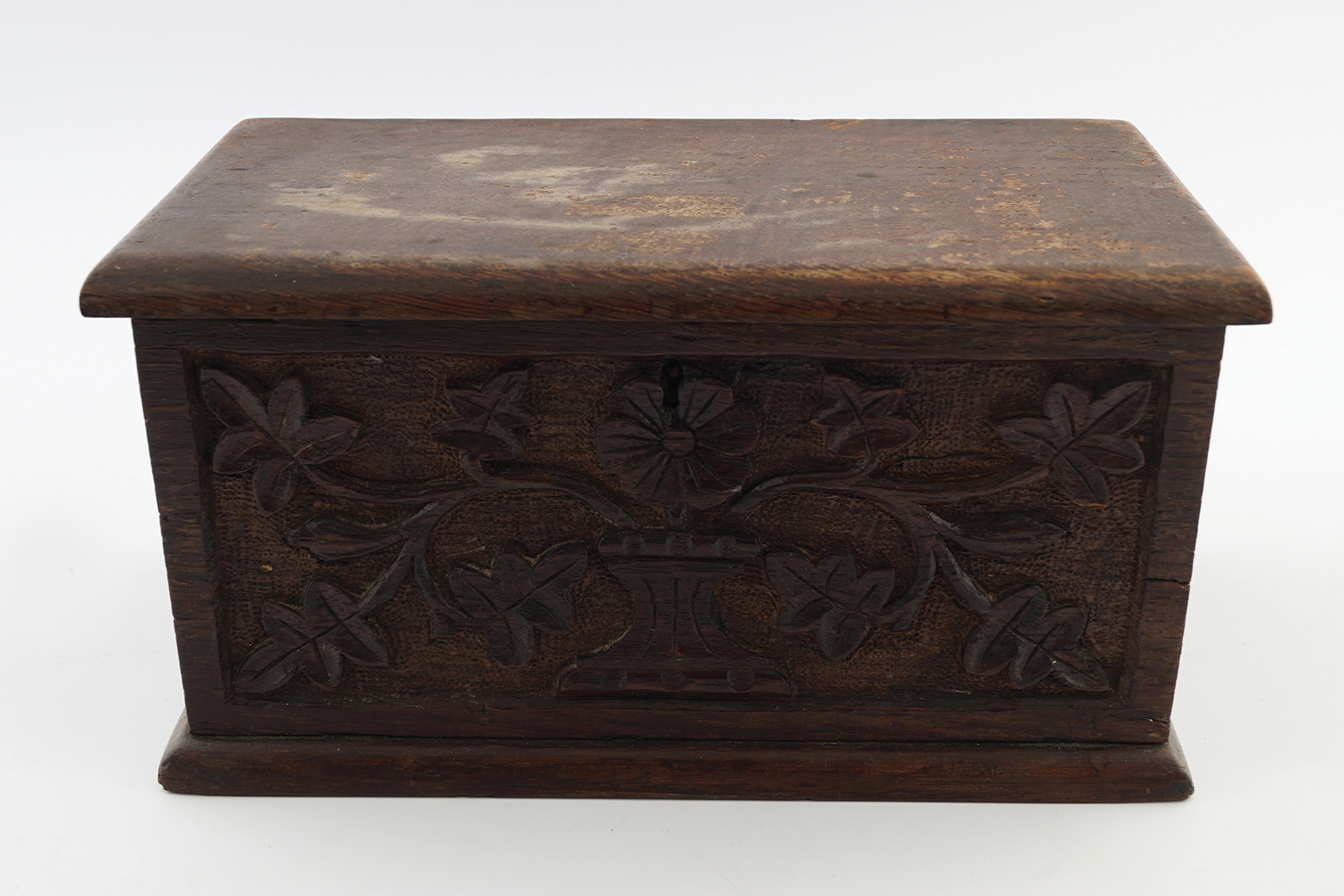 CARVED OAK GLOVE BOX