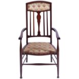 EDWARDIAN PERIOD MAHOGANY AND INLAID ELBOW CHAIR