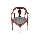 EDWARDIAN PERIOD MAHOGANY CORNER CHAIR