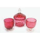 THREE PIECES OF 19TH-CENTURY CRANBERRY GLASS