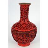 CHINESE CINNEBAR LACQUERED VASE