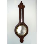 EDWARDIAN MAHOGANY AND MARQUETRY BAROMETER