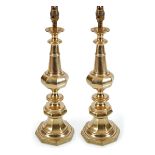 PAIR OF EDWARDIAN BRASS TABLE LAMPS