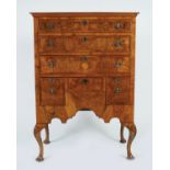 EDWARDIAN GEORGE II BURR WALNUT TALLBOY