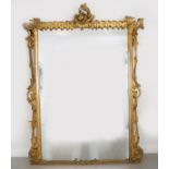 LARGE 19TH-CENTURY GILT WOOD OVERMANTLE MIRROR