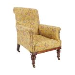 19TH-CENTURY UPHOLSTERED GENTLEMANS LIBRARY CHAIR