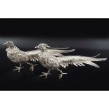 PAIR OF SILVER PLATED PHEASANTS