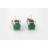 14CT WHITE GOLD STUD EMERALD EARRINGS