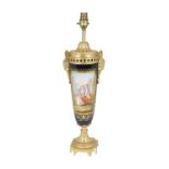 ORMOLU AND VIENNA PORCELAIN VASE STEMMED LAMP