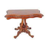 19TH-CENTURY WALNUT FOLD OVER CARD TABLE