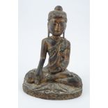 19TH-CENTURY SINO-TIBETAN CARVED WOOD BUDDHA