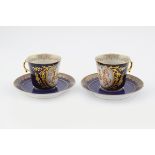 TWO CAPODIMONTE PORCELAIN CABINET CUPS & SAUCERS