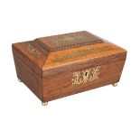 REGENCY ROSEWOOD BRASS INLAID TEA CADDY