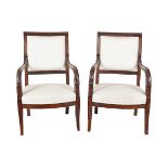 PAIR OF FRENCH EMPIRE MAHOGANY ARMCHAIRS