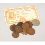 10 SHLLING NOTE, DOLLAR BILLS AND PENNIES