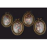 SET OF FOUR OVAL MINIATURES