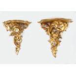 PAIR OF CARVED GILTWOOD WALL BRACKETS