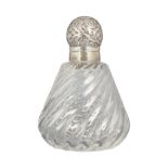 SILVER MOUNTED CRYSTAL PERFUME BOTTLE