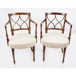 PAIR OF GEORGE III HEPPLEWHITE ELBOW CHAIRS