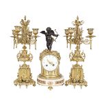 THREE PIECE 19TH-CENTURY FRENCH CLOCK GARNITURE